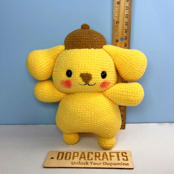Sanrio Pompompurin Detective Plush | Kawaii Crochet Dog | Amigurumi Yellow Puppy - Picture 10 of 11